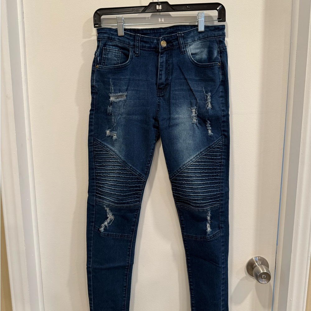 Women's Blue Distressed Jeans